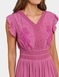 Embroidered Bodice Tiered Dress - Raspberry