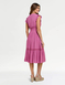 Embroidered Bodice Tiered Dress - Raspberry