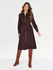 Stretch Cord Zip Front Dress - Chocolate