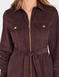 Stretch Cord Zip Front Dress - Chocolate