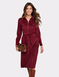 Stretch Cord Zip Front Dress - Wine