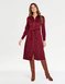 Stretch Cord Zip Front Dress - Wine
