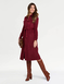 Stretch Cord Zip Front Dress - Wine