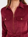 Stretch Cord Zip Front Dress - Wine