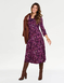 Twist Front Warm Handle Print Dress - Raspberry