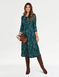 Twist Front Warm Handle Print Dress - Teal