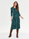 Twist Front Warm Handle Print Dress - Teal