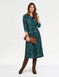 Twist Front Warm Handle Print Dress - Teal