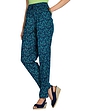 Viscose Print Trouser - Navy Turquoise Feather