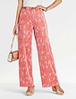 Floral Plisse Trouser - Coral Print