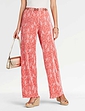 Floral Plisse Trouser - Coral Print