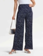 Floral Plisse Trouser - Navy