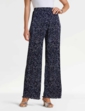 Floral Plisse Trouser - Navy