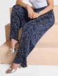 Floral Plisse Trouser - Navy