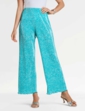 Floral Plisse Trouser - Turquoise