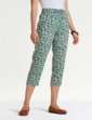 Viscose Crop Print Trouser - Khaki
