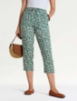 Viscose Crop Print Trouser - Khaki