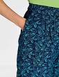Viscose Crop Print Trouser - Navy Turquoise Feather