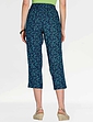 Viscose Crop Print Trouser - Navy Turquoise Feather