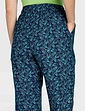 Viscose Crop Print Trouser - Navy Turquoise Feather
