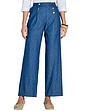 Pull On Denim Trouser with Button Front Detail - Stonewash