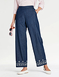 Embroidered Hem Pull On Jean - Indigo