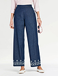 Embroidered Hem Pull On Jean - Indigo