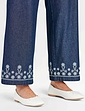 Embroidered Hem Pull On Jean - Indigo