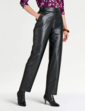 Faux Leather Pull On Trouser - Black