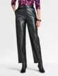 Faux Leather Pull On Trouser - Black