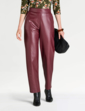 Faux Leather Pull On Trouser - Burgundy