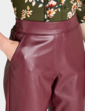 Faux Leather Pull On Trouser - Burgundy