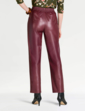 Faux Leather Pull On Trouser - Burgundy