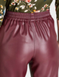 Faux Leather Pull On Trouser - Burgundy