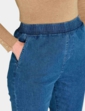 Fleece Lined Pull On Jean - Stonewash