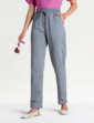 Elasticated Waist Linen Look Trouser - Denim