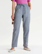 Elasticated Waist Linen Look Trouser - Denim
