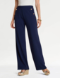 Gold Button Texture Crepe Trouser - Navy
