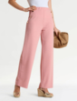 Gold Button Texture Crepe Trouser - Pink