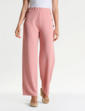 Gold Button Texture Crepe Trouser - Pink