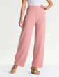 Gold Button Texture Crepe Trouser - Pink