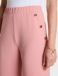 Gold Button Texture Crepe Trouser - Pink