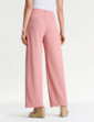 Gold Button Texture Crepe Trouser - Pink