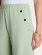 Gold Button Texture Crepe Trouser - Soft Green