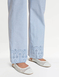 Cutwork Hem Elasticated Back Waist Cotton Trouser - Blue