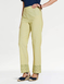 Cutwork Hem Elasticated Back Waist Cotton Trouser - Lime