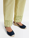 Cutwork Hem Elasticated Back Waist Cotton Trouser - Lime
