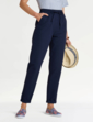 Pull On Seersucker Trouser - Navy