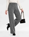 Tweed Look Pull On Wide Leg Trouser with Gold Button Tabs - Charcoal