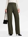 Tweed Look Pull On Wide Leg Trouser with Gold Button Tabs - Olive